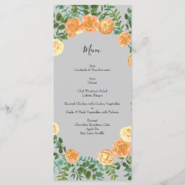 Peach Gray Wedding Spring Floral Menükarte