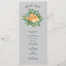 Peach Gray Wedding Spring Floral Menükarte
