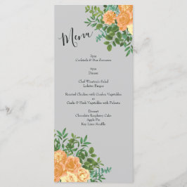 Peach Gray Wedding Spring Floral Menükarte