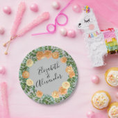 Peach Gray Wedding Spring Floral Pappteller (Party)