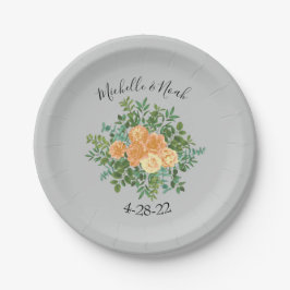 Peach Gray Wedding Spring Floral Pappteller