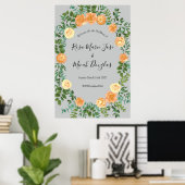 Peach Gray Wedding Spring Floral Poster (Heimbüro)