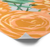 Peach Gray Wedding Spring Floral Poster (Ecke)
