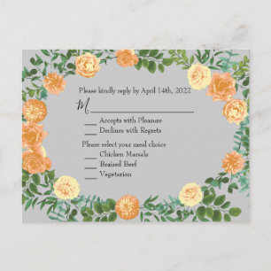 Peach Gray Wedding Spring Floral Postkarte