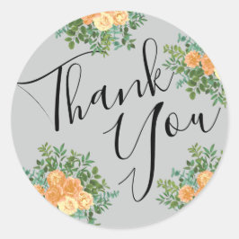 Peach Gray Wedding Spring Floral Runder Aufkleber