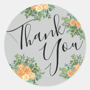 Peach Gray Wedding Spring Floral Runder Aufkleber