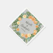 Peach Gray Wedding Spring Floral Serviette (Ecke)