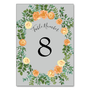 Peach Gray Wedding Spring Floral Tischnummer