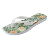 Peach Gray Wedding Vintag Floral Badesandalen (Schrägansicht)