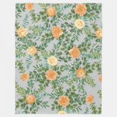 Peach Gray Wedding Vintag Floral Fleecedecke (Vorderseite)