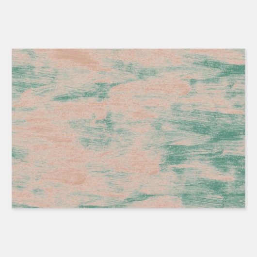Peach Green Abstrakt Snowflakes Weihnachten Geschenkpapier Set (Vorderseite)
