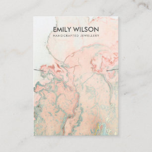 PEACH GREEN AGATE MARBLE NECKLACE DISPLAY CARD VISITENKARTE