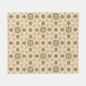 Peach Green Blume Circle Art Nouveau Folk Muster Fleecedecke (Vorderseite (Horizontal))