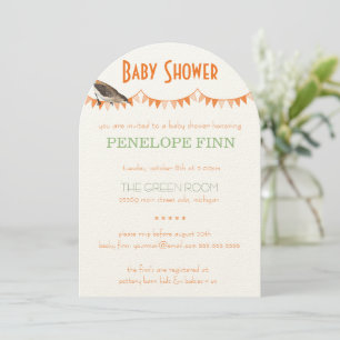 Peach Green Bunting Bird Baby Dusche Einladung