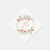 Peach Green Floral Elegant Happy Mother Day Serviette (Ecke)