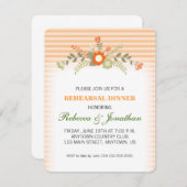 Peach & Green Floral Wedding Probe Dinner Einladung (Vorne/Hinten)