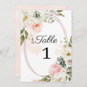 Peach & Green Floral Wedding Tischnummer (Vorne/Hinten)