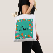 Peach & Green Foliage Design Tote Bag personalisie Tasche (Von Nahem)