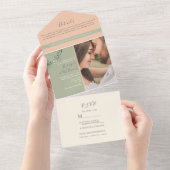 Peach Green Foto All-in-One Einladung (Abreißen)