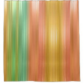 Peach Green Gold Streifen Duschvorhang (Vorderseite)