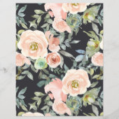 Peach Green Navy Pastel Floral Brautparty Bingo (Rückseite)