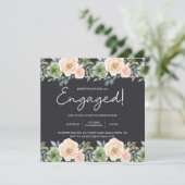 Peach Green Navy Pastel Floral Elegante Verlobung (Stehend Vorderseite)