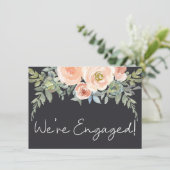 Peach Green Navy Pastel Floral Elegante Verlobung (Stehend Vorderseite)