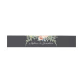 Peach Green Navy Pastel Floral Hochzeit Einladung Einladungsbanderole (Flach)