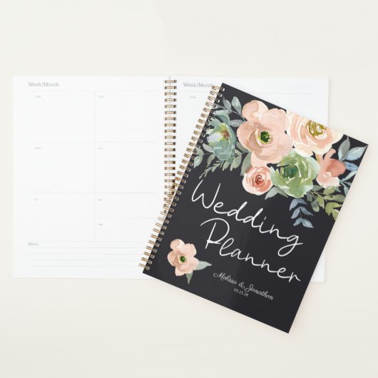 Peach Green Navy Pastel Floral Hochzeitsplaner Planer (Anzeige)