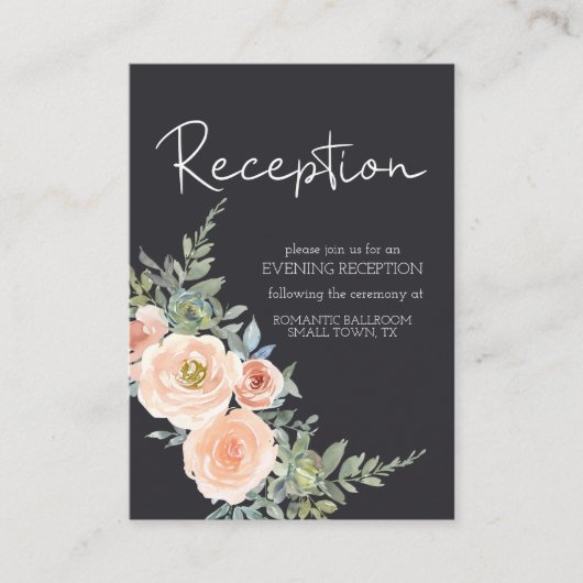 Peach Green Navy Pastel Floral Wedding Begleitkarte (Vorderseite)