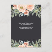Peach Green Navy Pastel Floral Wedding Begleitkarte (Rückseite)