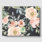 Peach Green Navy Pastel Floral Wedding Gästebuch (Rückseite)