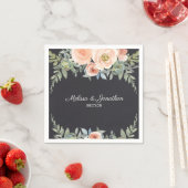 Peach Green Navy Pastel Floral Wedding Napkins Serviette (Beispiel)