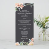 Peach Green Navy Pastel Floral Wedding Programm (Stehend Vorderseite)