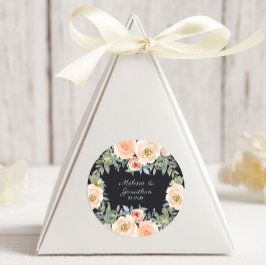 Peach Green Navy Pastel Floral Wedding Runder Aufkleber