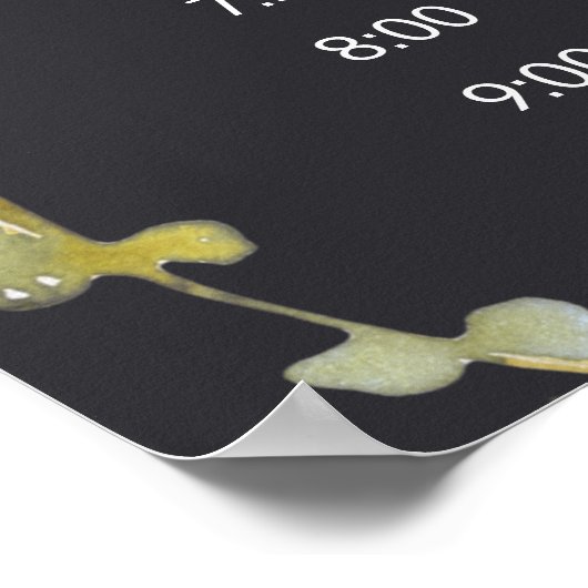 Peach Green Navy Pastel Floral Wedding Zeitplan Poster (Ecke)