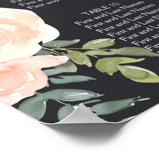 Peach Green Navy Pastel Hochzeitstabelle Poster (Ecke)