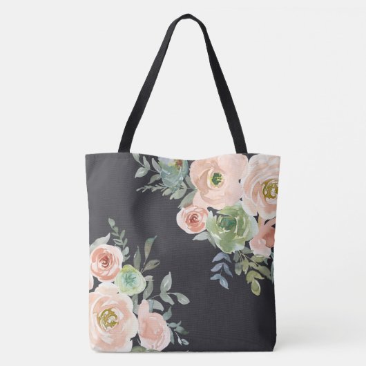 Peach Green Navy Pastel Initial Monogram Tote Bag Tasche (Rückseite)