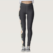 Peach Green Navy Pastor Blumendesign Leggings (Vorderseite)