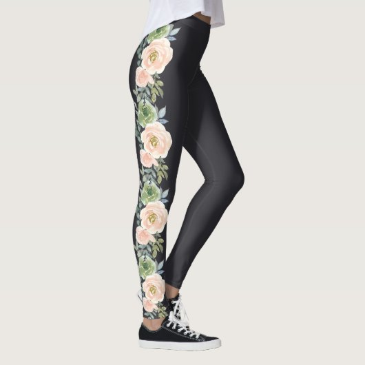 Peach Green Navy Pastor Blumendesign Leggings (Rechts)