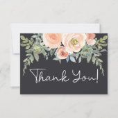 Peach Green Navy Pastor Floral Dankeskarte (Vorderseite)