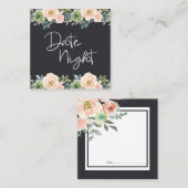 Peach Green Navy Pastor Floral Date Night Card Quadratische Visitenkarte (Vorne/Hinten)