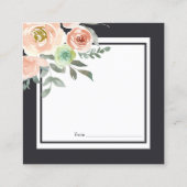 Peach Green Navy Pastor Floral Date Night Card Quadratische Visitenkarte (Rückseite)