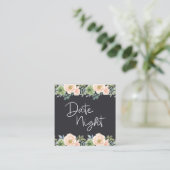 Peach Green Navy Pastor Floral Date Night Card Quadratische Visitenkarte (Stehend Vorderseite)