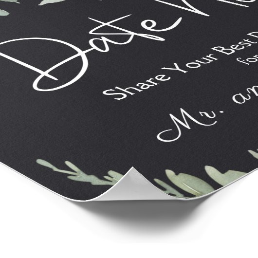 Peach Green Navy Pastor Floral Date Night Sign Poster (Ecke)