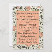 Peach, Green und Brown Chintz Wedding Einladung (Vorderseite)