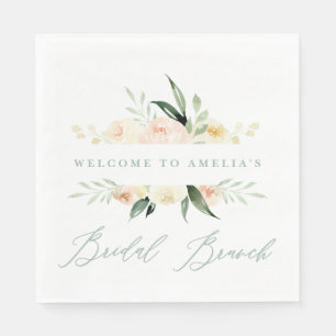 Peach green water color floral bridunch Brunch Gef Serviette