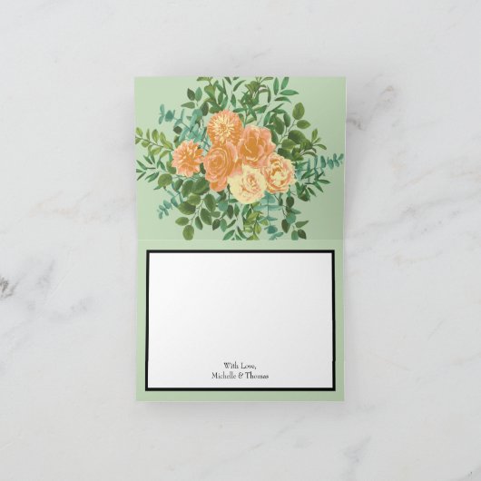 Peach Green Wedding Spring Pastel Dankeskarte (Innenseite)