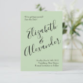 Peach Green Wedding Spring Pastel Einladung (Stehend Vorderseite)