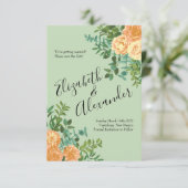 Peach Green Wedding Spring Pastel Einladung (Stehend Vorderseite)